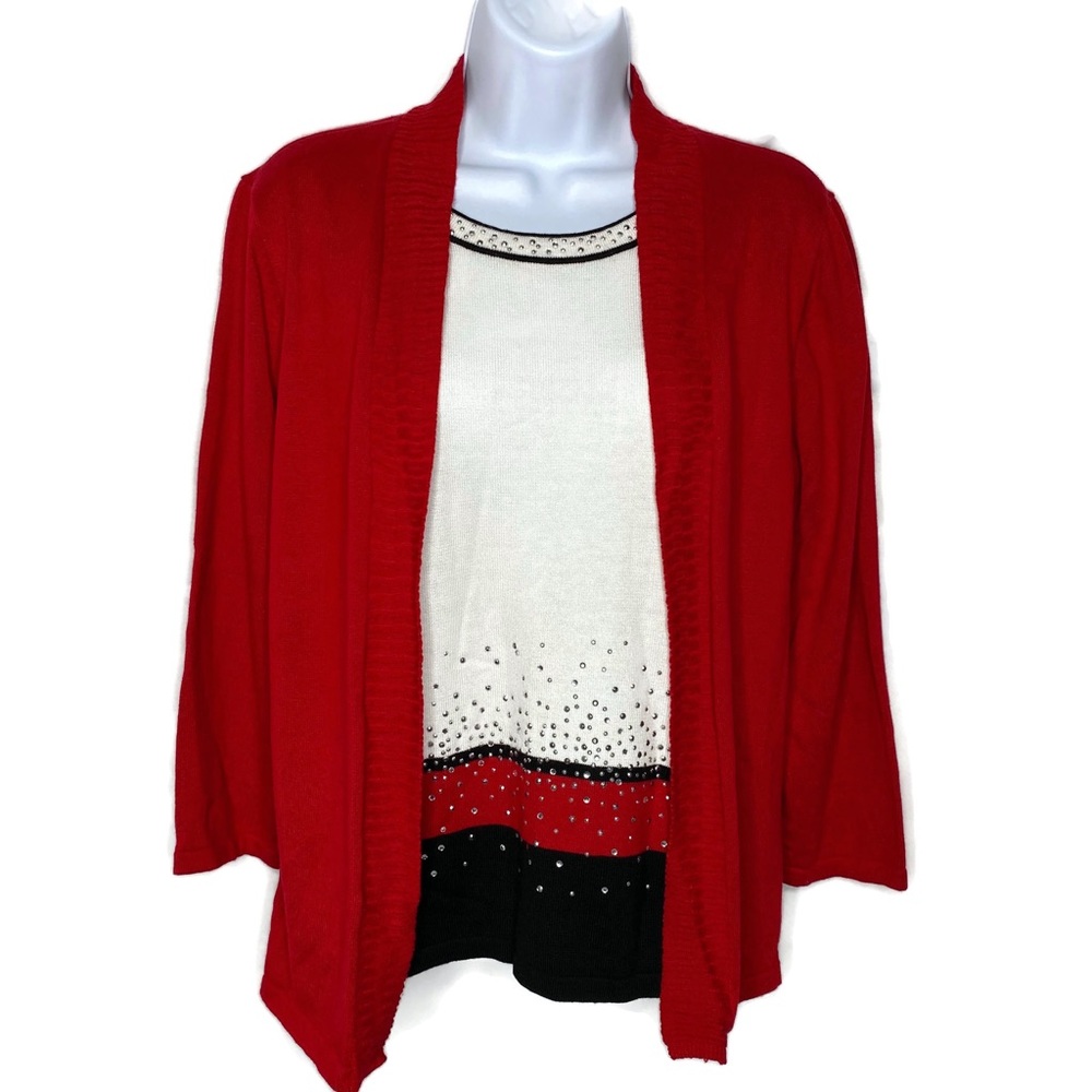 Alfred Dunner Sweater Combo Red, Black and…